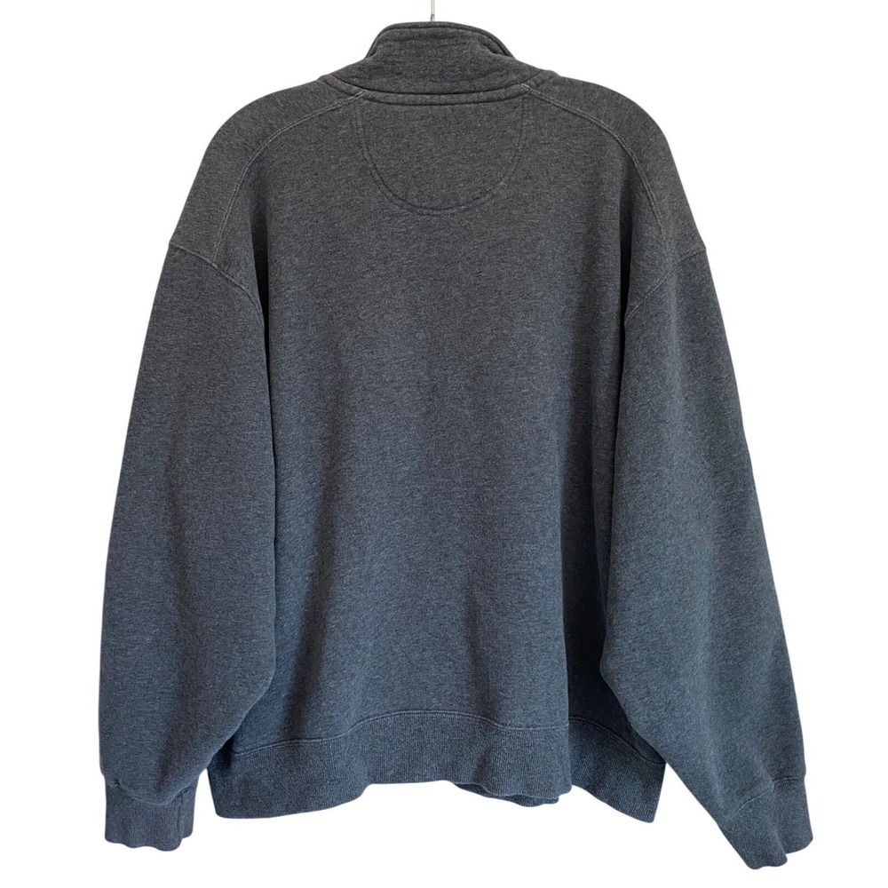 IZOD Mens XXL Gray Navy Piped Fleece Quarter Zip Pullover Sweatshirt - Picture 4 of 10